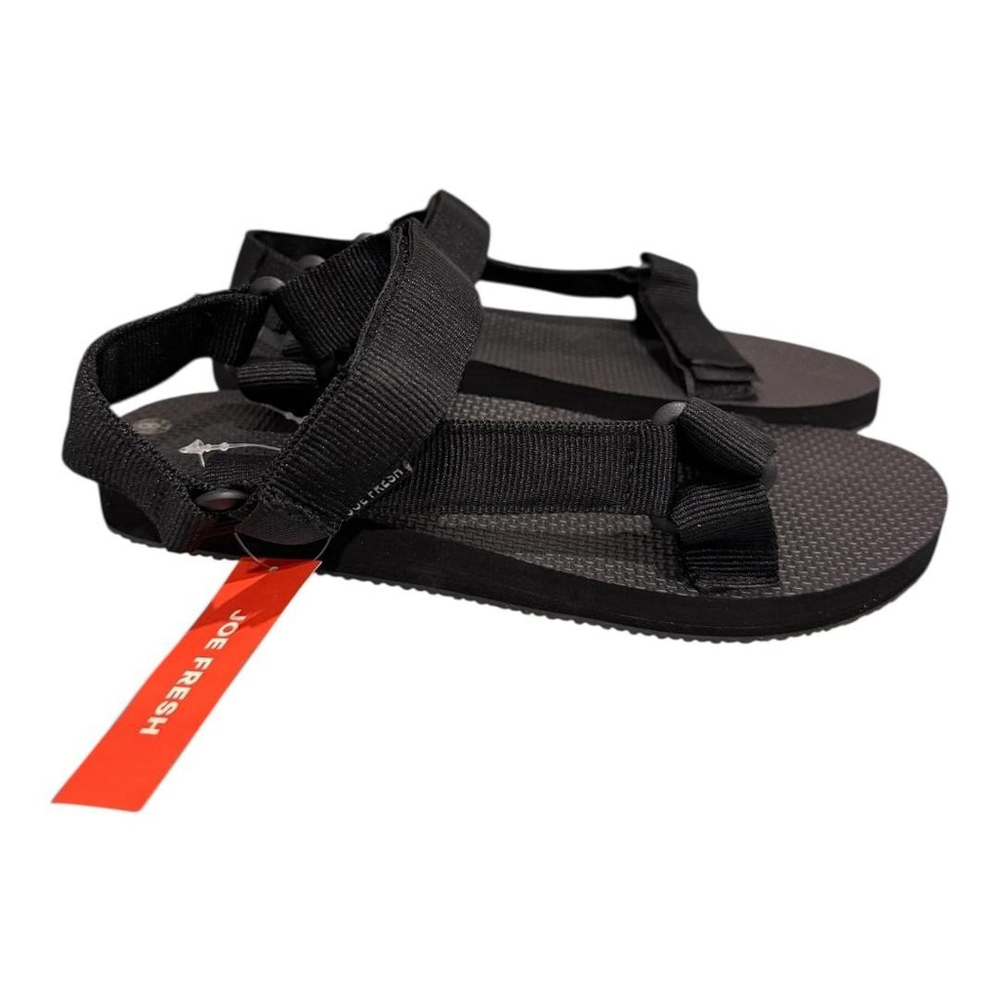 Joe Fresh Strappy Sandals Womens Size 8 Black Adjustable Strap Shoes Casual